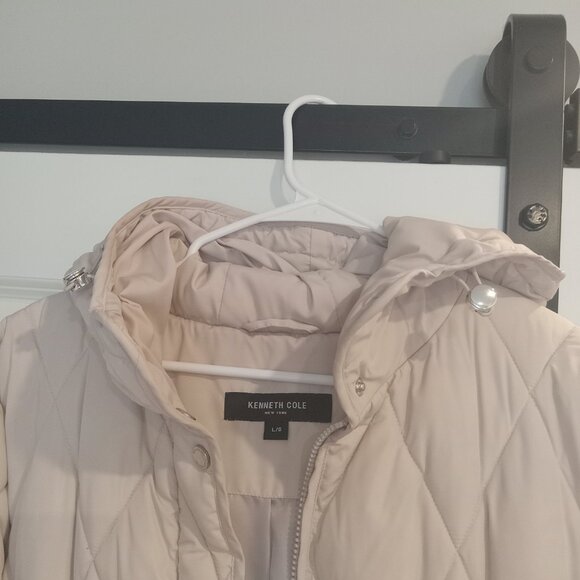 NEW Beautiful Cream Ivory Long Quilted Belted Long Winter Coat - Picture 5 of 8